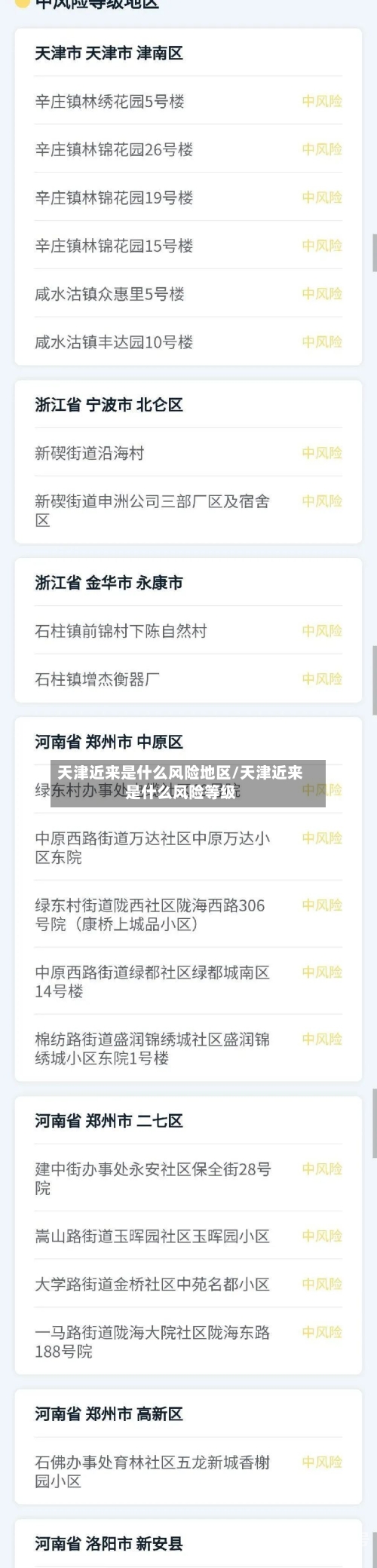天津近来是什么风险地区/天津近来是什么风险等级