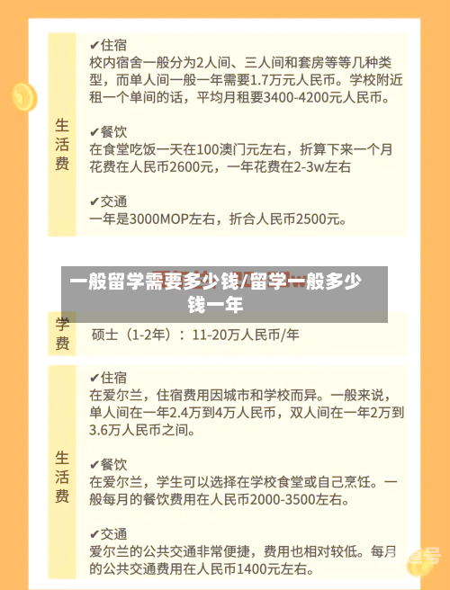 一般留学需要多少钱/留学一般多少钱一年