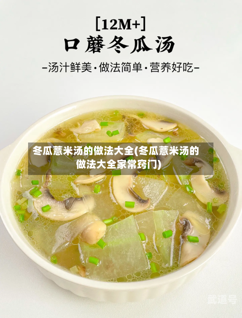 冬瓜薏米汤的做法大全(冬瓜薏米汤的做法大全家常窍门)